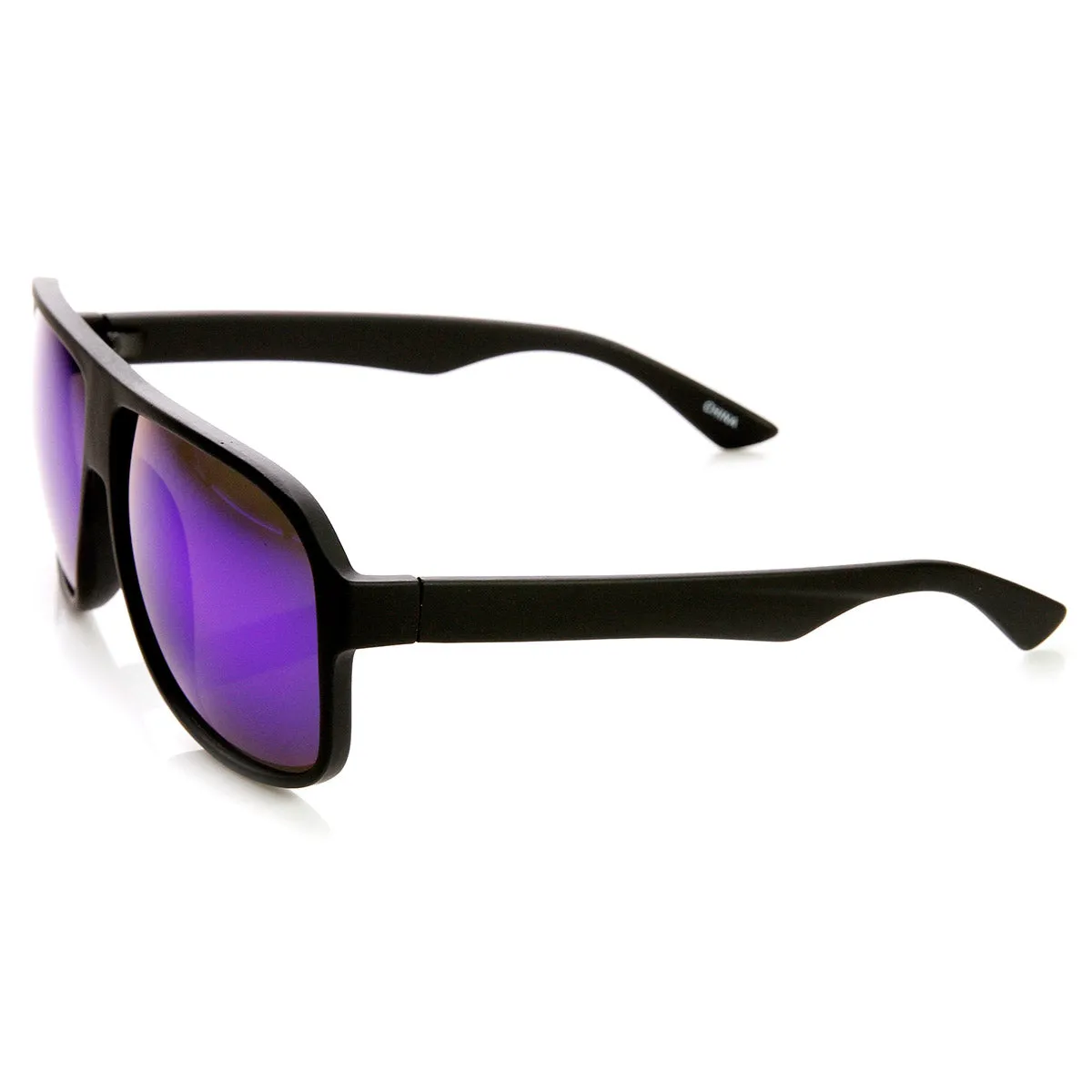 Action Sport Large Matte Black Square Mirror Lens Sunglasses