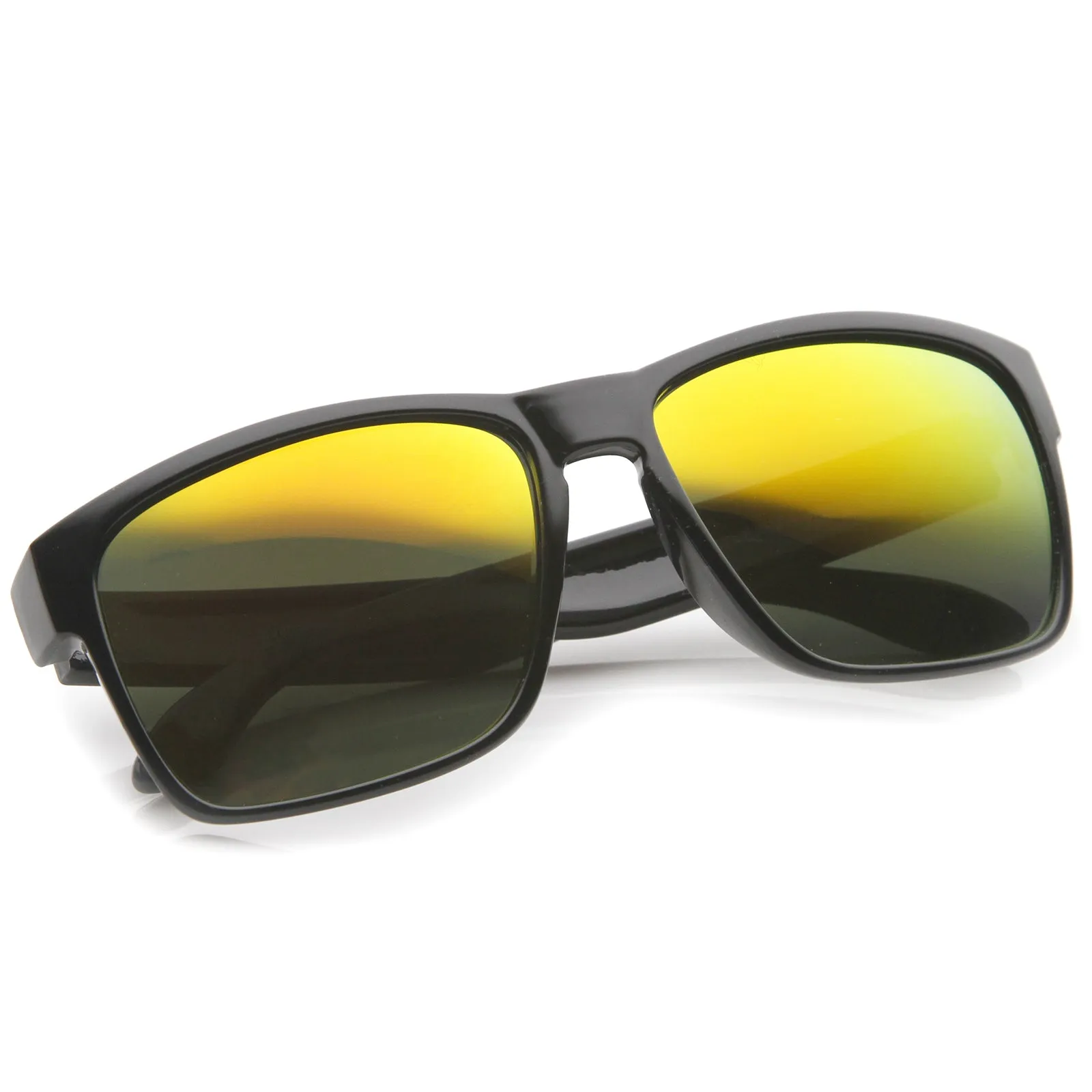 Action Sport Modern Frame Mirrored Lens Rectangle Sunglasses 59mm