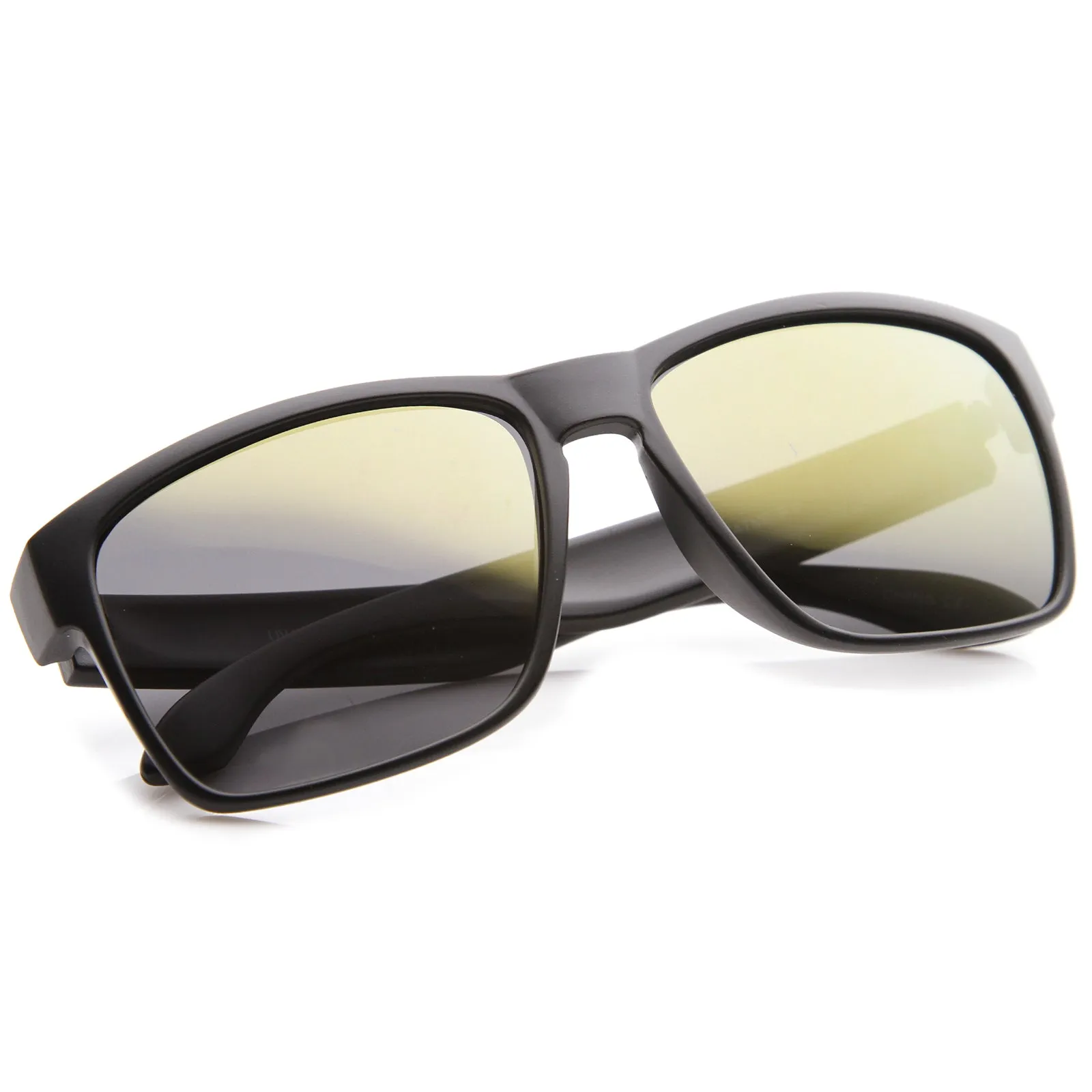 Action Sport Modern Frame Mirrored Lens Rectangle Sunglasses 59mm