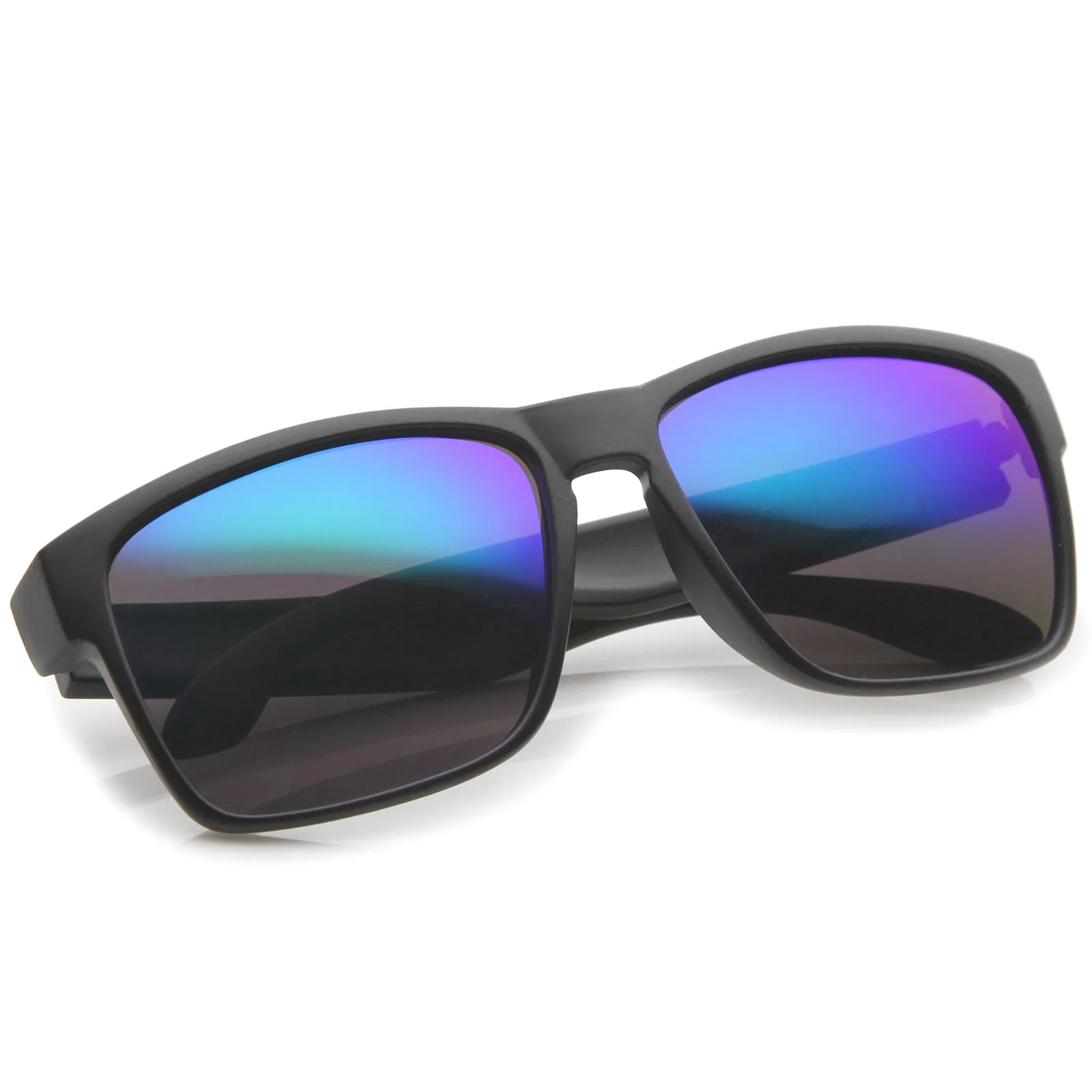 Action Sport Modern Frame Mirrored Lens Rectangle Sunglasses 59mm