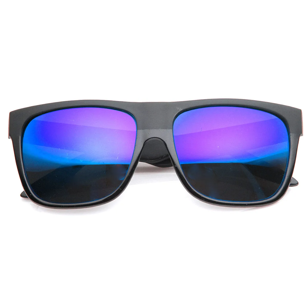 Action Sports Flash Mirror Lens Flat Top Horn Rimmed Sunglasses