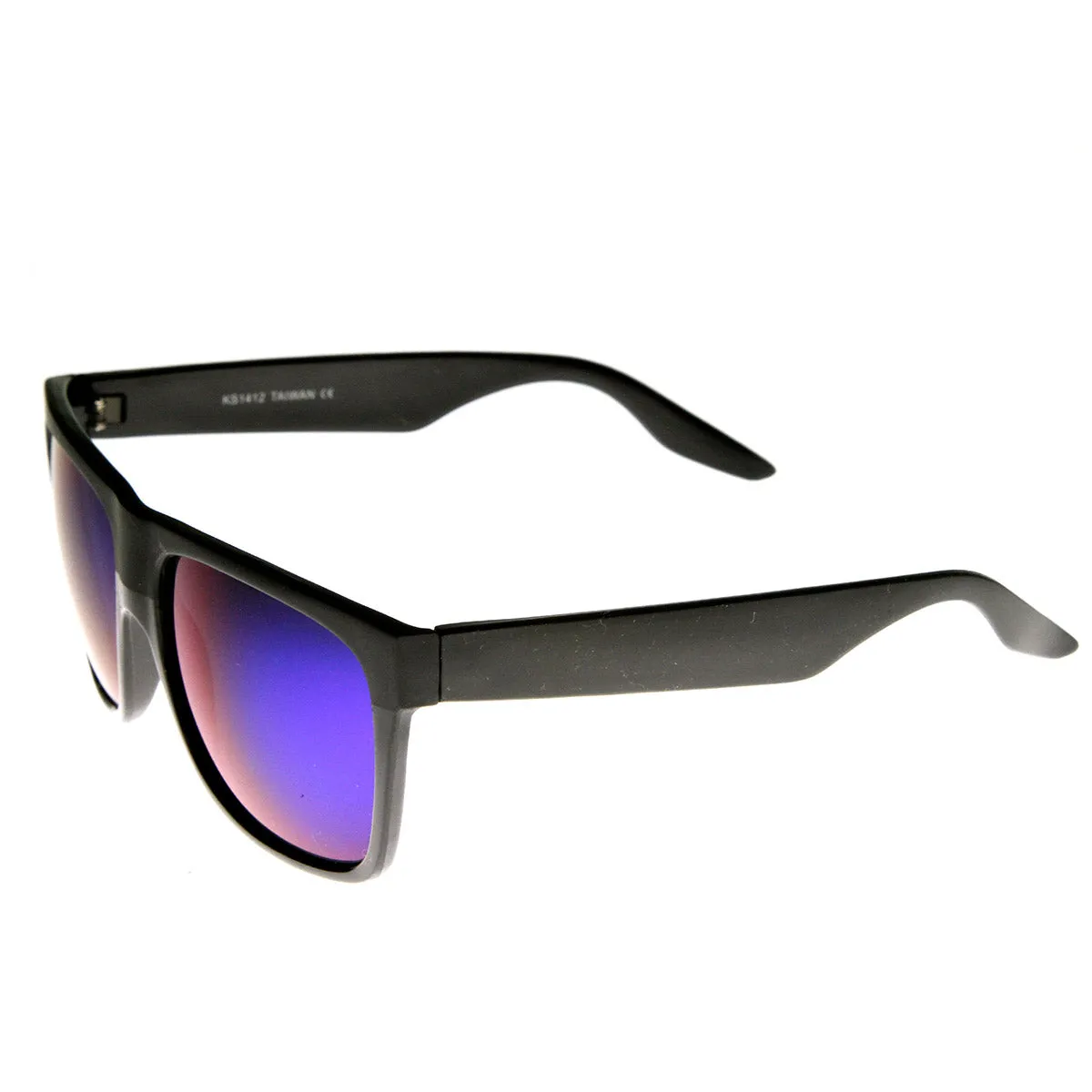 Action Sports Flash Mirror Lens Flat Top Horn Rimmed Sunglasses