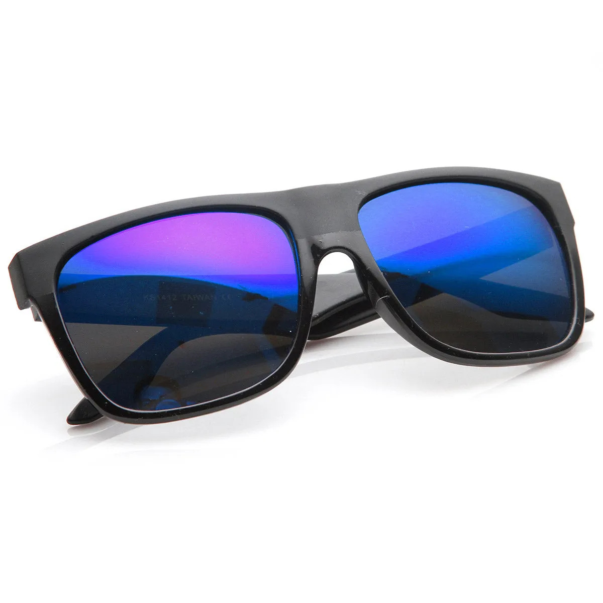 Action Sports Flash Mirror Lens Flat Top Horn Rimmed Sunglasses