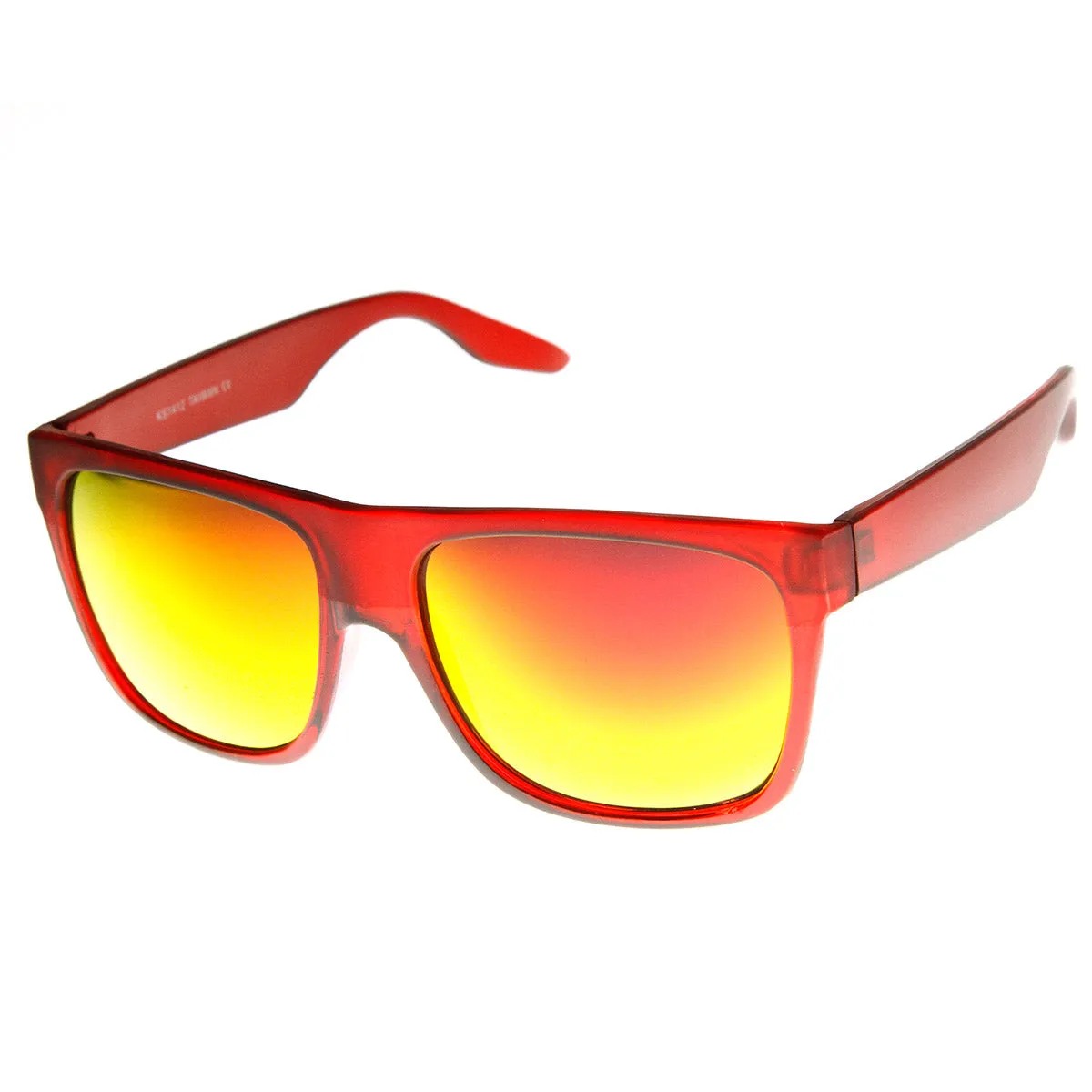 Action Sports Flash Mirror Lens Flat Top Horn Rimmed Sunglasses