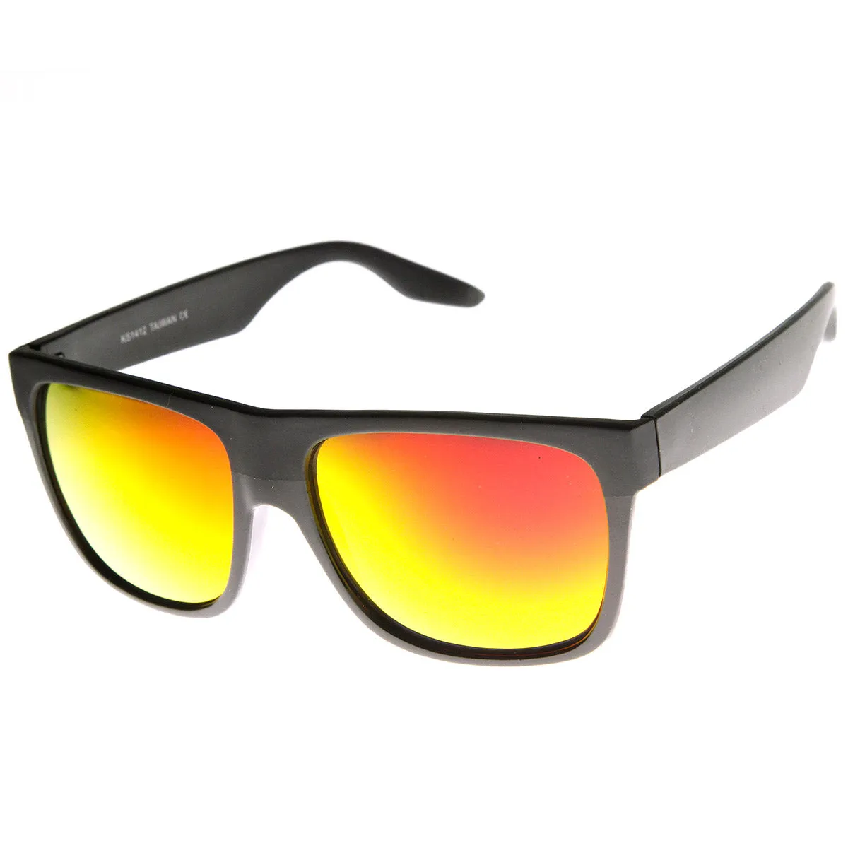 Action Sports Flash Mirror Lens Flat Top Horn Rimmed Sunglasses