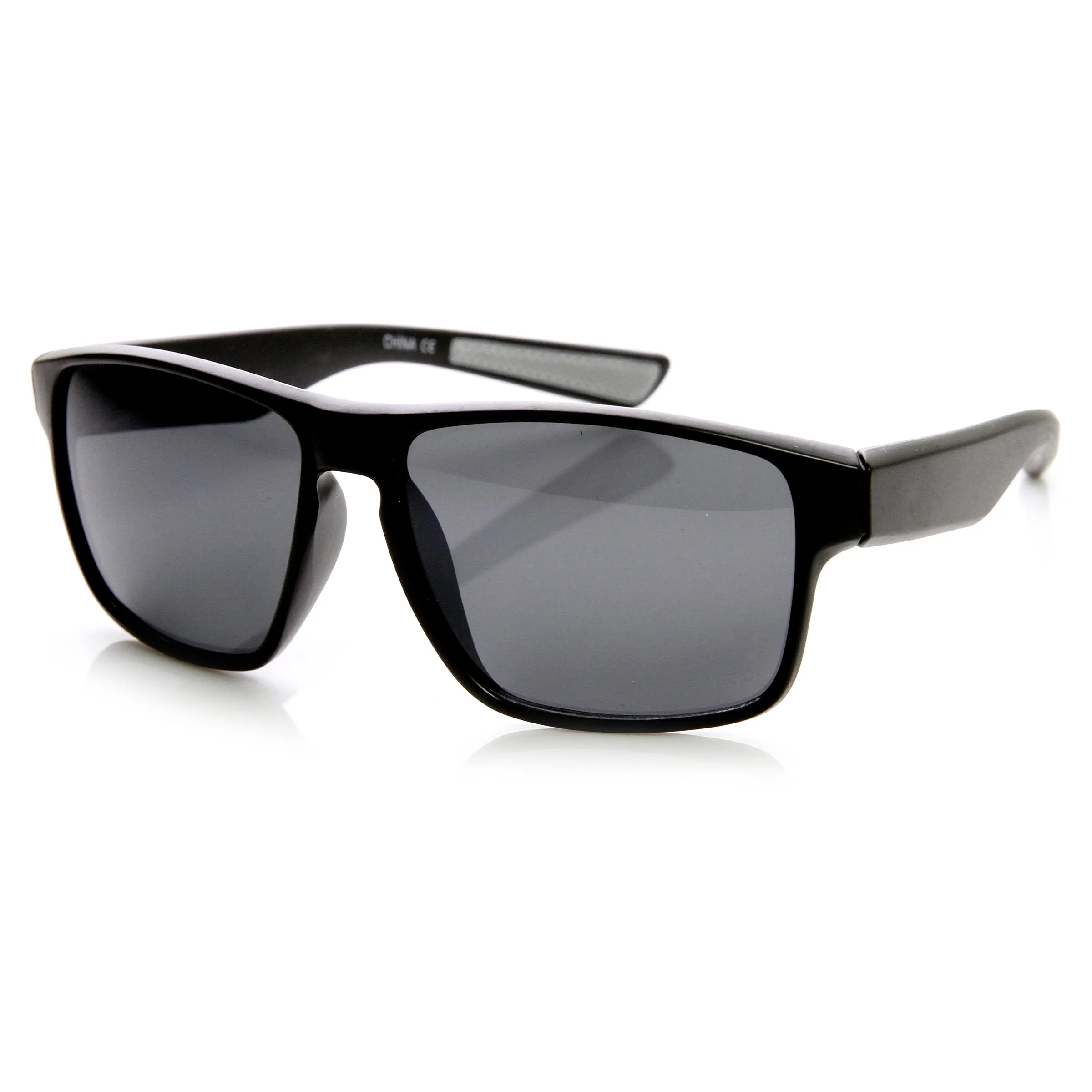 Action Sports Large Wide Temple Keyhole Square Sunglasses