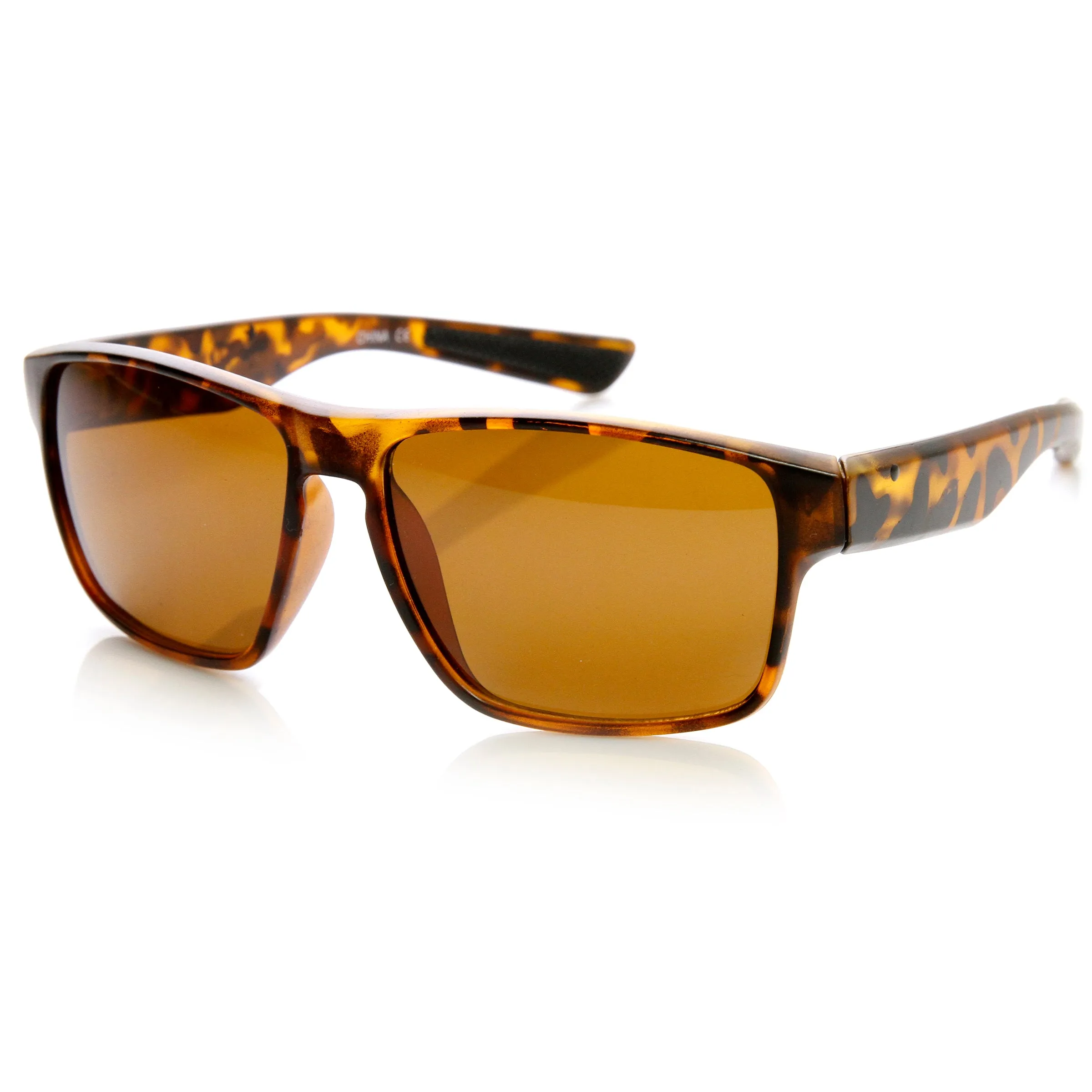 Action Sports Large Wide Temple Keyhole Square Sunglasses