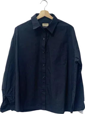 Adanola Black Organic Cotton Button-Up Shirt UK S