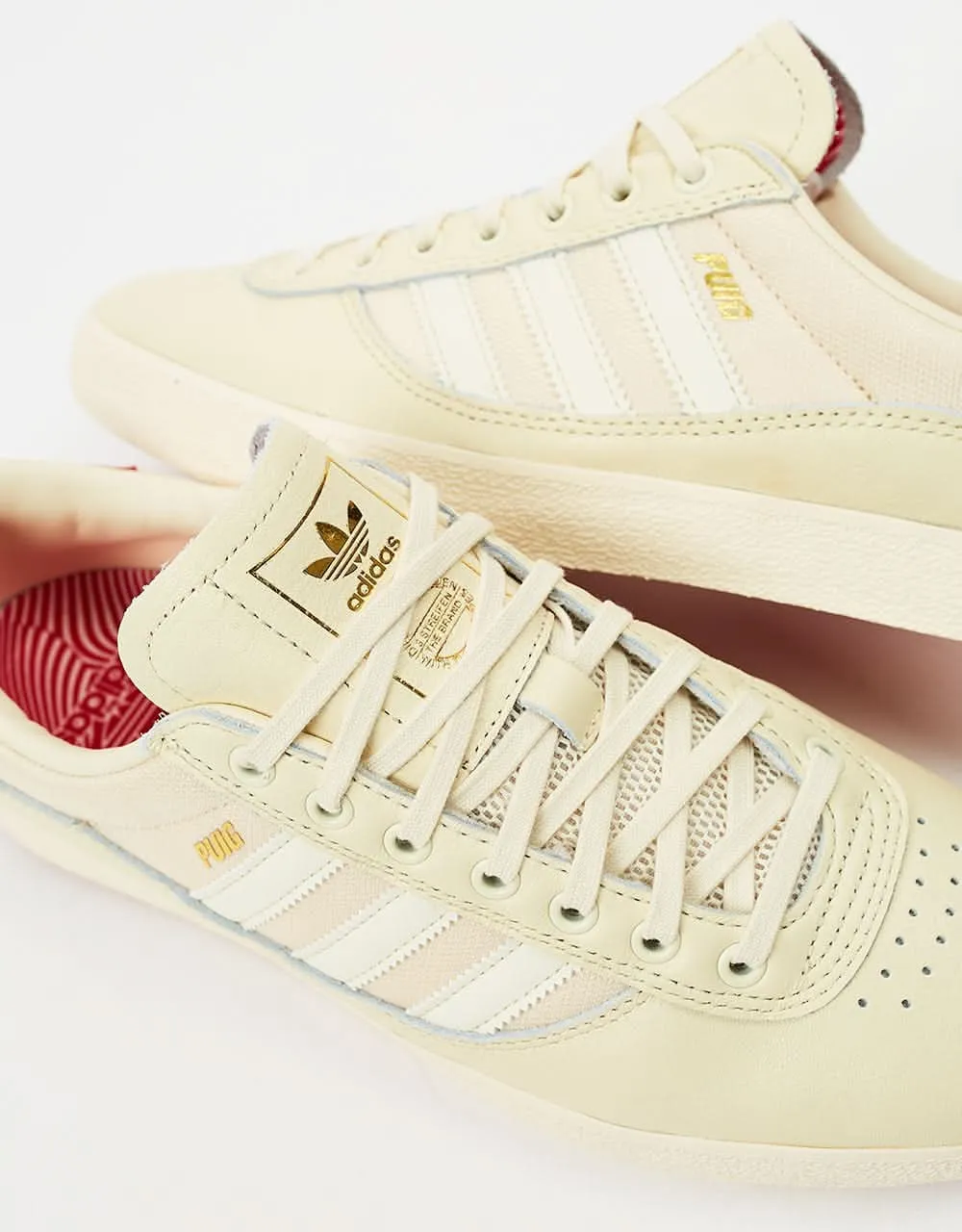 adidas Puig Indoor Skate Shoes - Chalk White/Chalk White/Scarlet