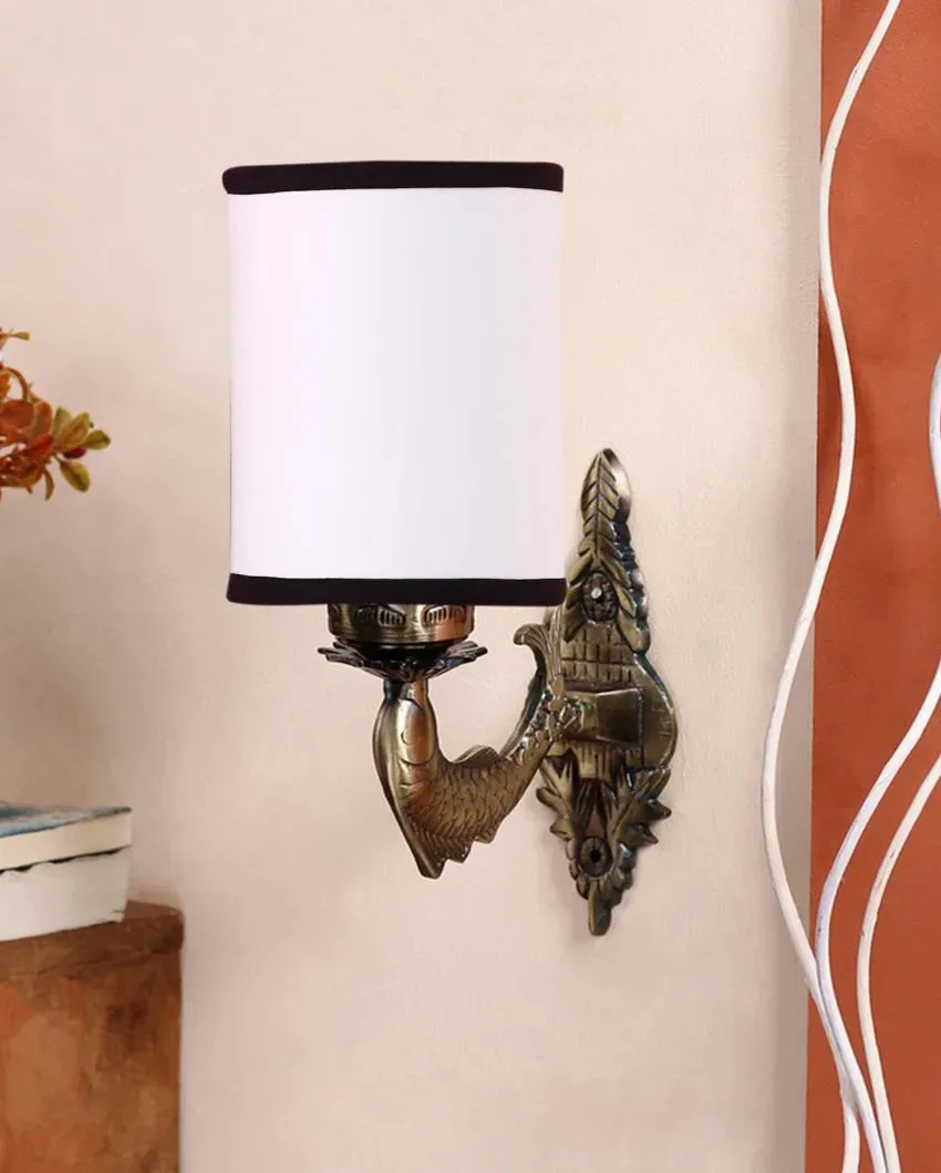 Alluring Antique Gold Cotton Conical Shade Wall Lamp