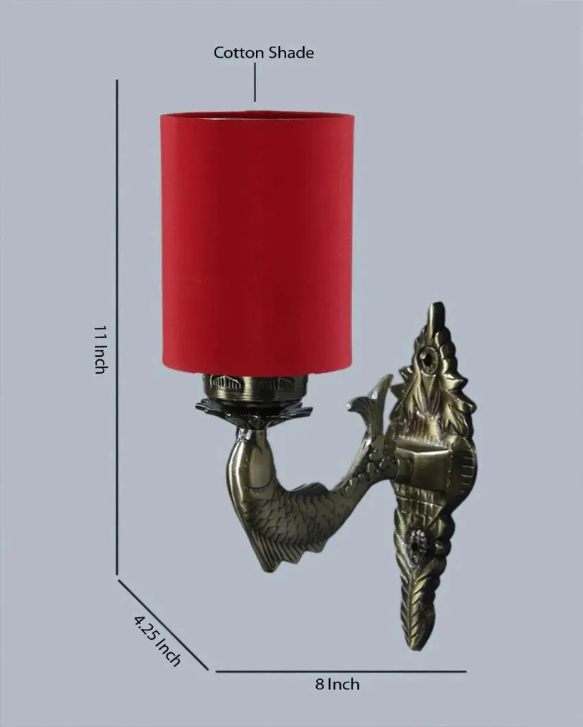 Alluring Antique Gold Cotton Conical Shade Wall Lamp