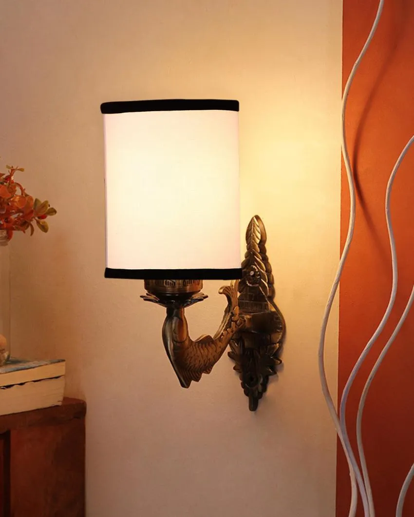 Alluring Antique Gold Cotton Conical Shade Wall Lamp