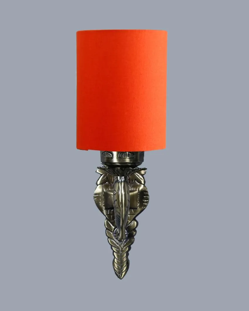 Alluring Antique Gold Cotton Conical Shade Wall Lamp