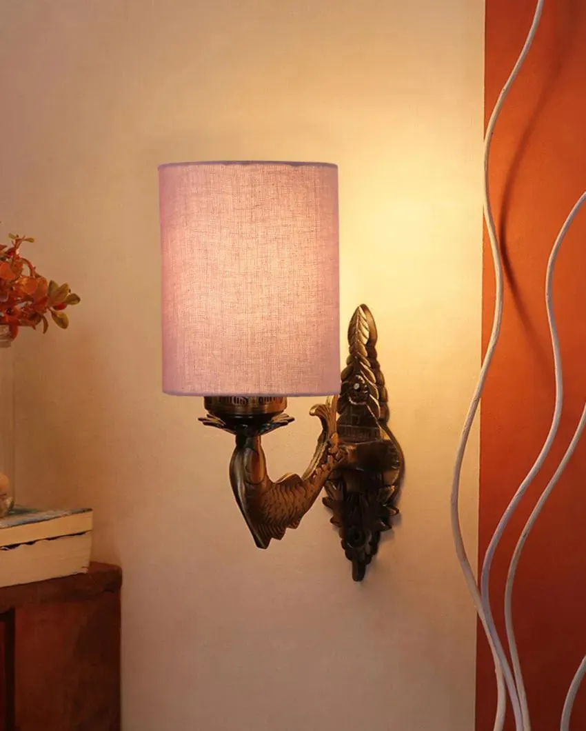 Alluring Antique Gold Cotton Conical Shade Wall Lamp