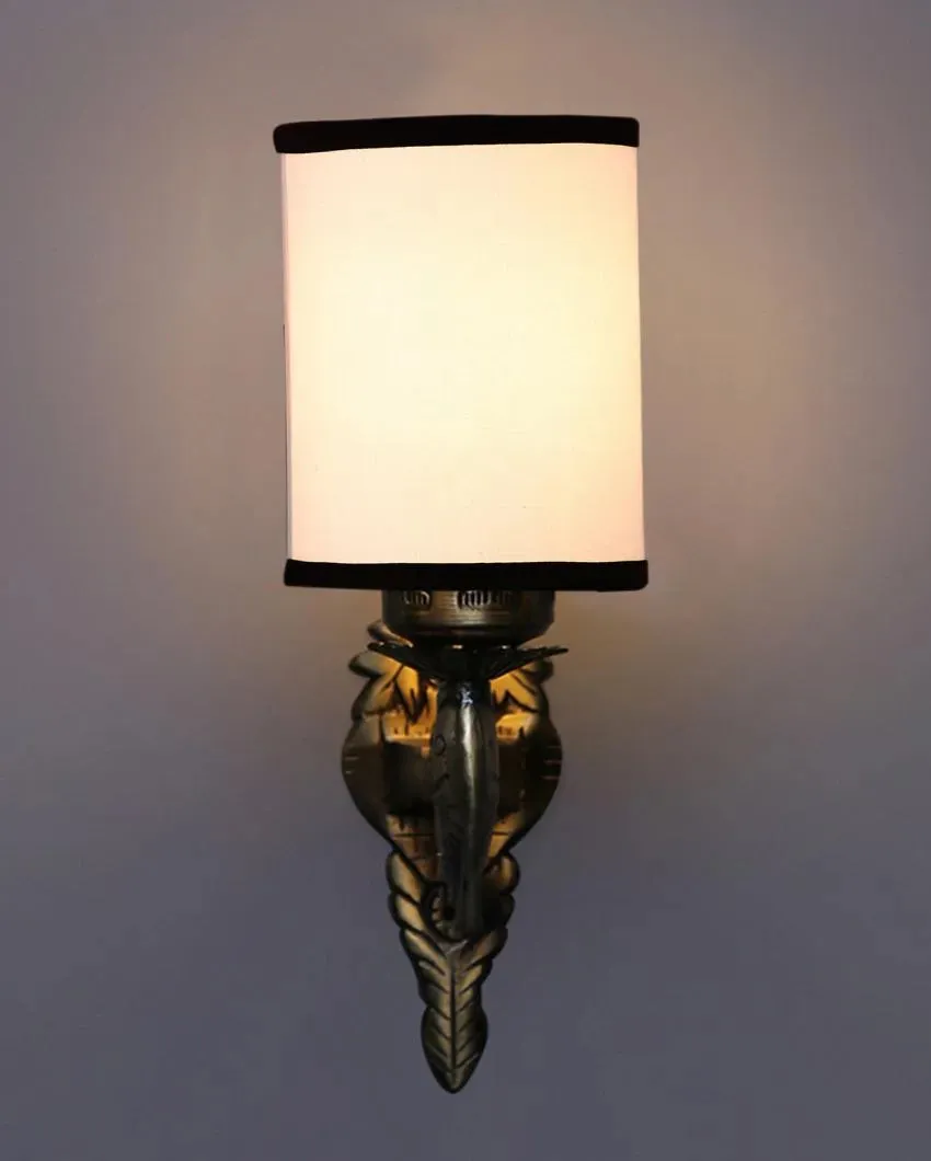 Alluring Antique Gold Cotton Conical Shade Wall Lamp