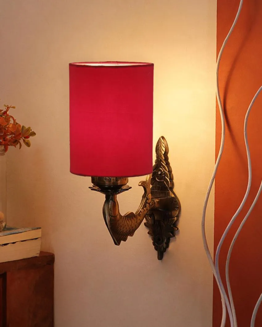 Alluring Antique Gold Cotton Conical Shade Wall Lamp