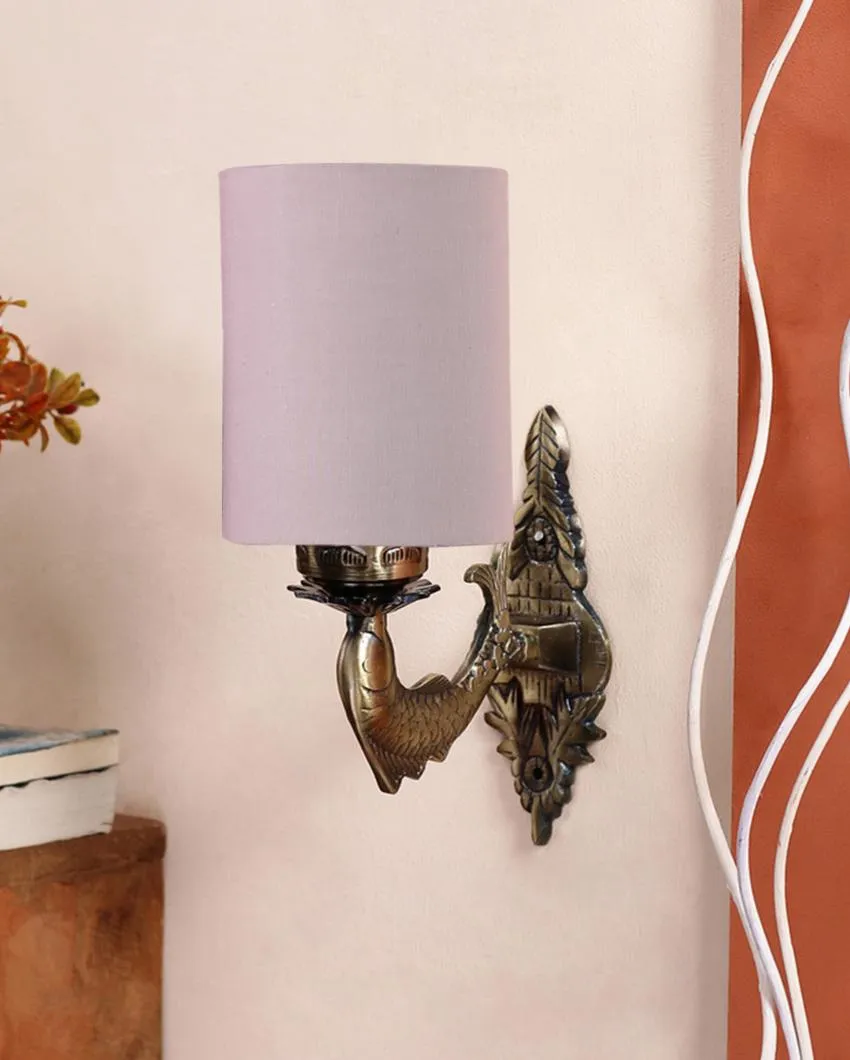 Alluring Antique Gold Cotton Conical Shade Wall Lamp