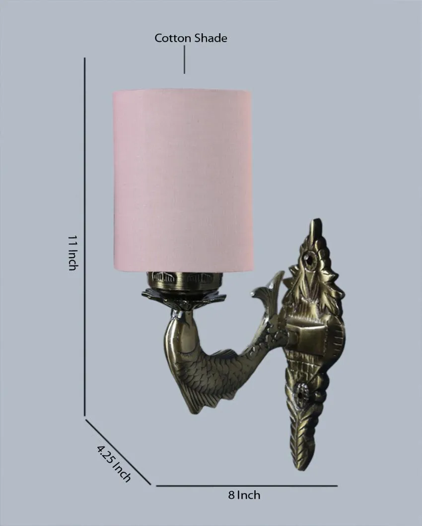 Alluring Antique Gold Cotton Conical Shade Wall Lamp
