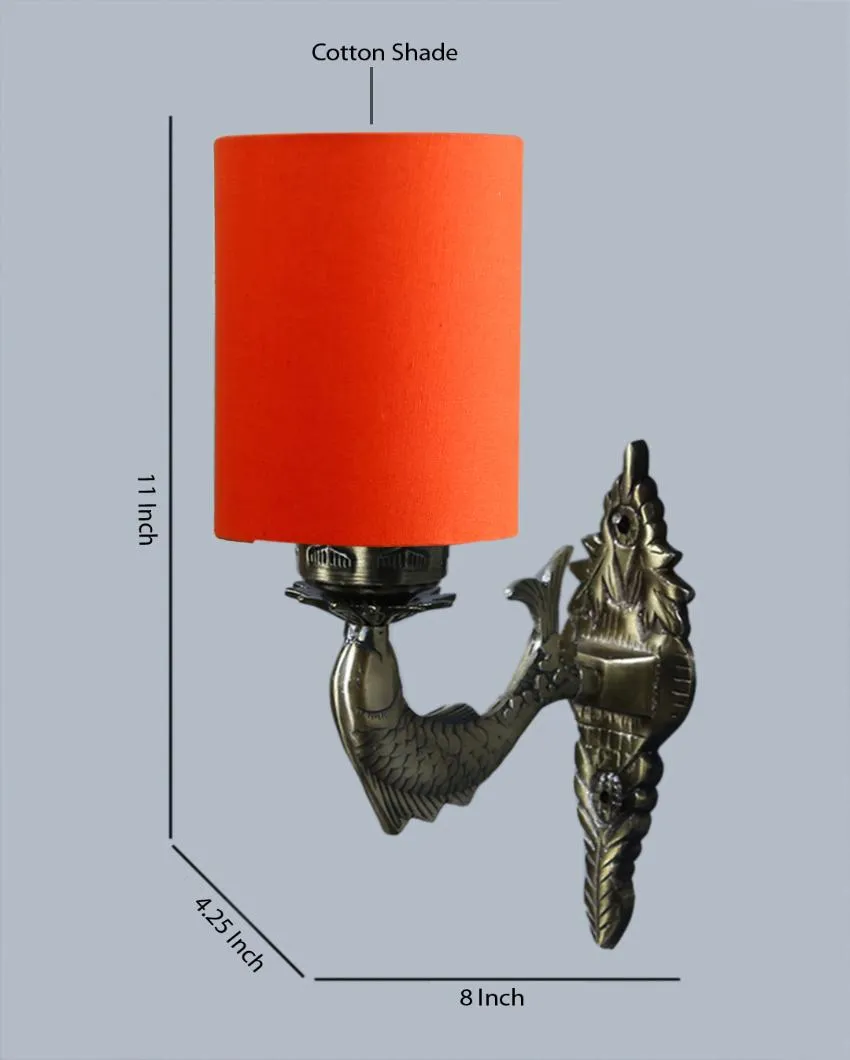Alluring Antique Gold Cotton Conical Shade Wall Lamp