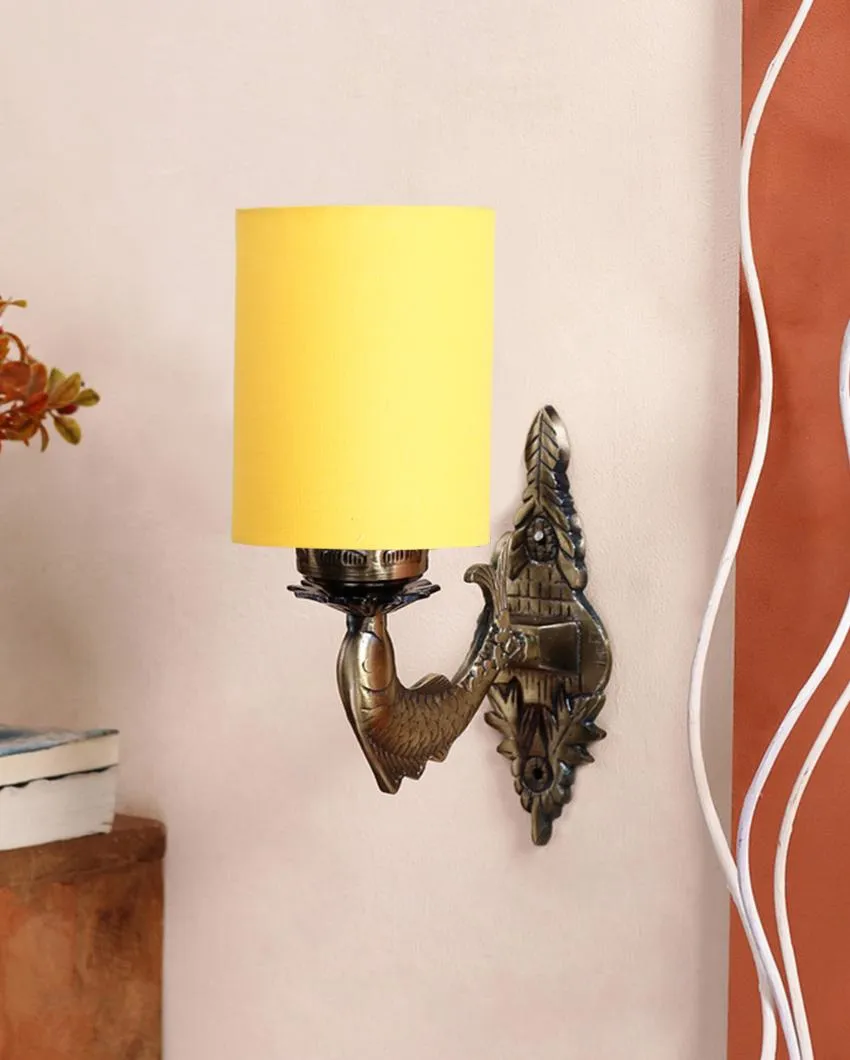 Alluring Antique Gold Cotton Conical Shade Wall Lamp