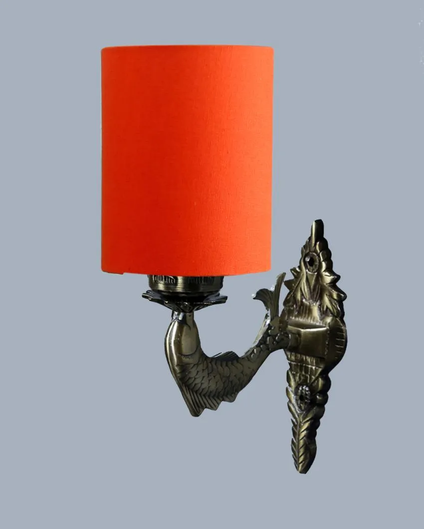 Alluring Antique Gold Cotton Conical Shade Wall Lamp