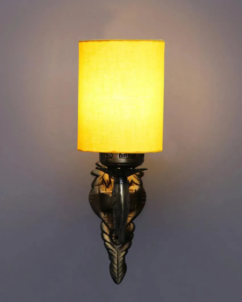 Alluring Antique Gold Cotton Conical Shade Wall Lamp