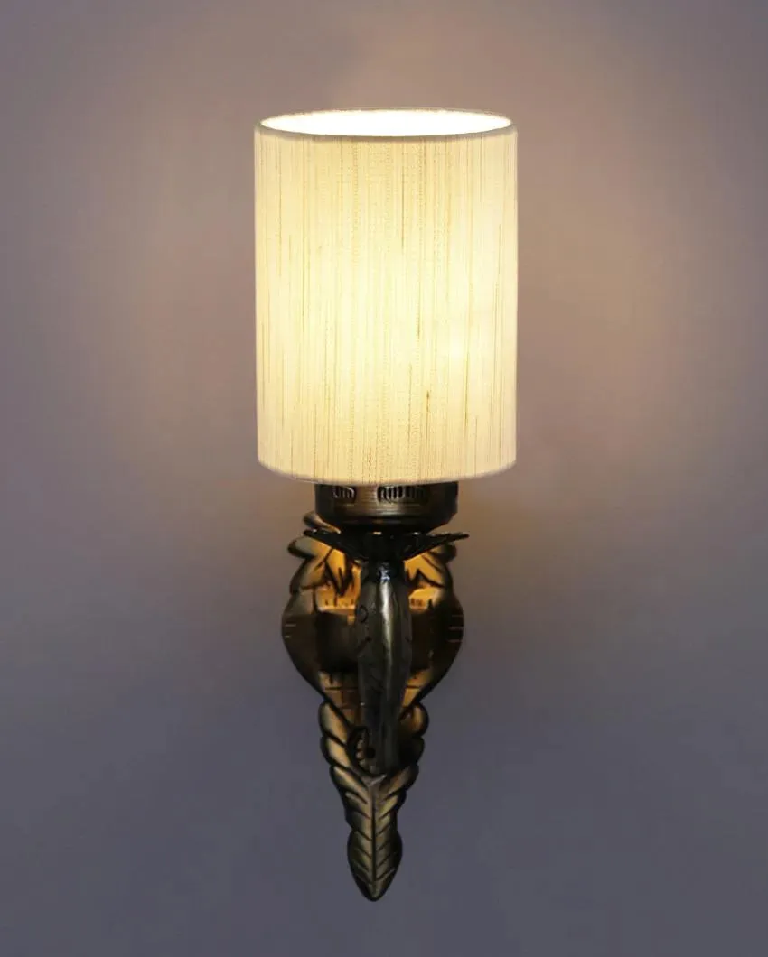 Alluring Antique Gold Cotton Conical Shade Wall Lamp