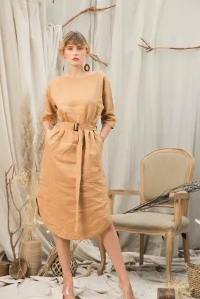 Aria Dress - Boat Neck Linen Dress