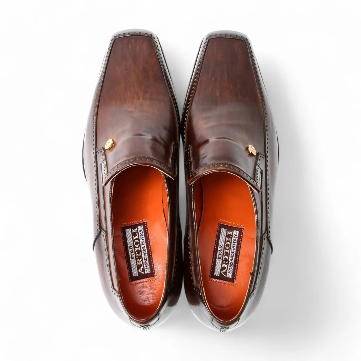 Artioli Cornelio Men's Shoes Patina Calf-Skin Leather Loafers (ART1071)