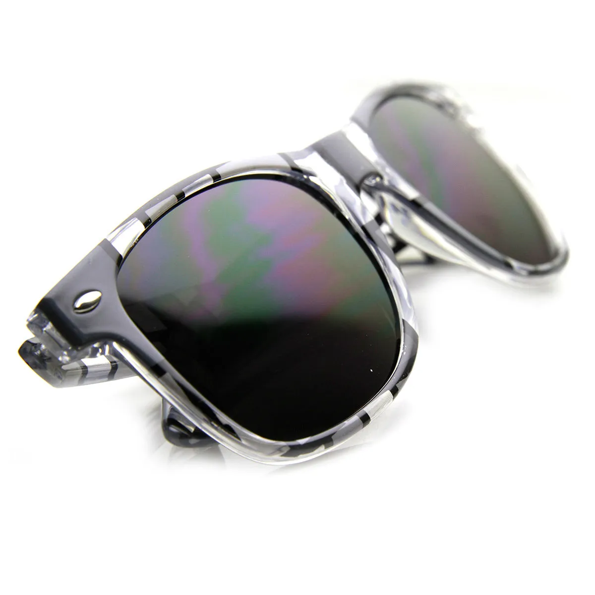 Artistic Abstract Print Colorful Square Pattern Horn Rimmed Sunglasses