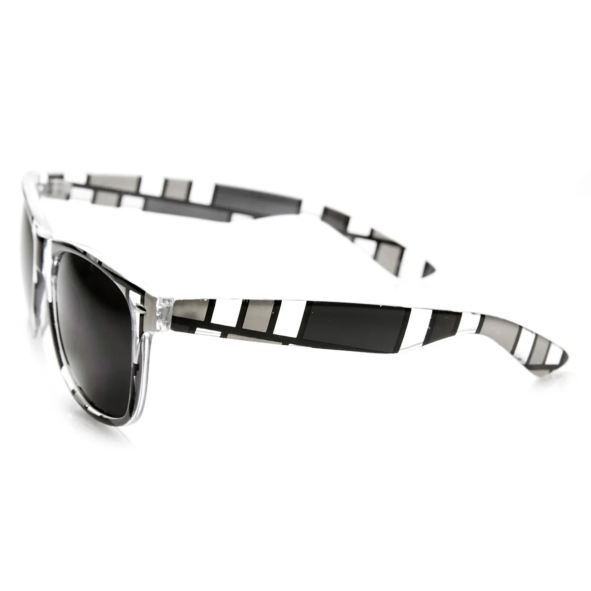 Artistic Abstract Print Colorful Square Pattern Horn Rimmed Sunglasses