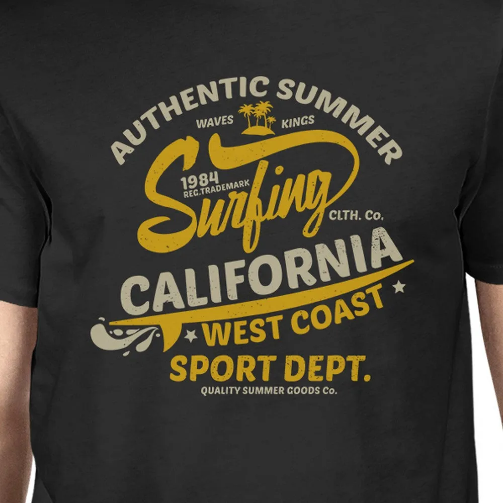 Authentic Summer Surfing California Mens Black Shirt