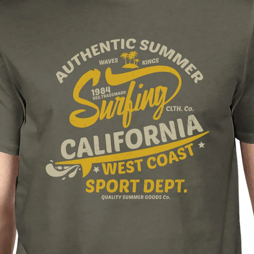 Authentic Summer Surfing California Mens Dark Grey Shirt