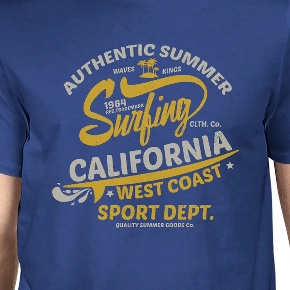 Authentic Summer Surfing California Mens Royal Blue Shirt