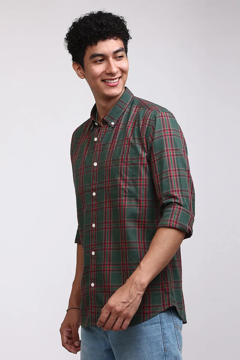 Basic Checks Dark Green Shirt