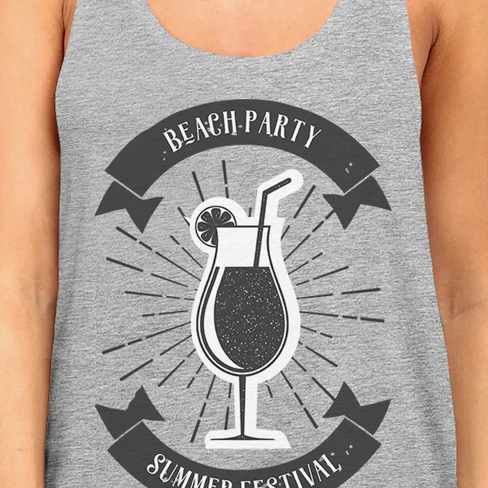 Beach Party Summer Festival Womens Grey Tank Top