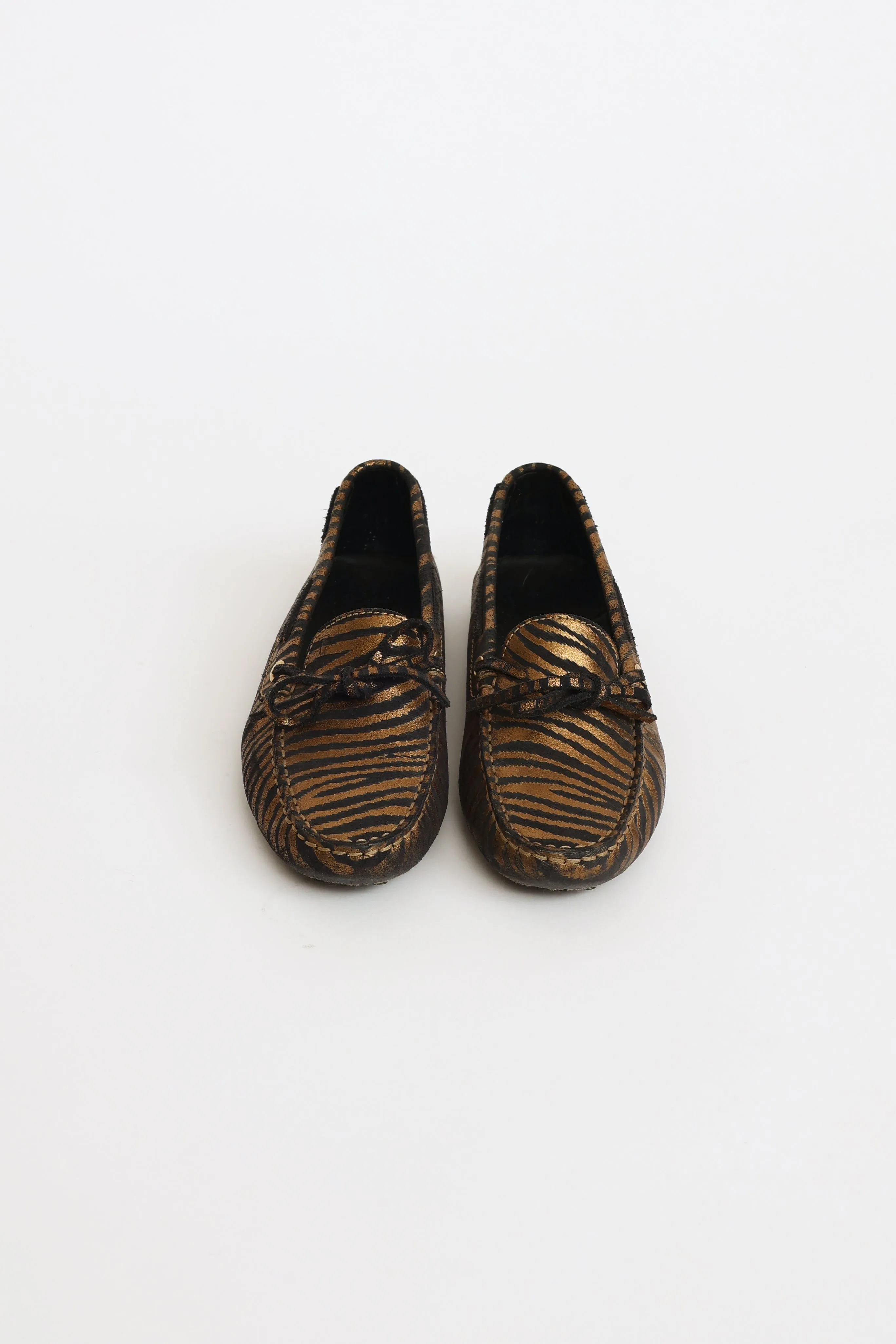 Black & Gold Embossed Loafers