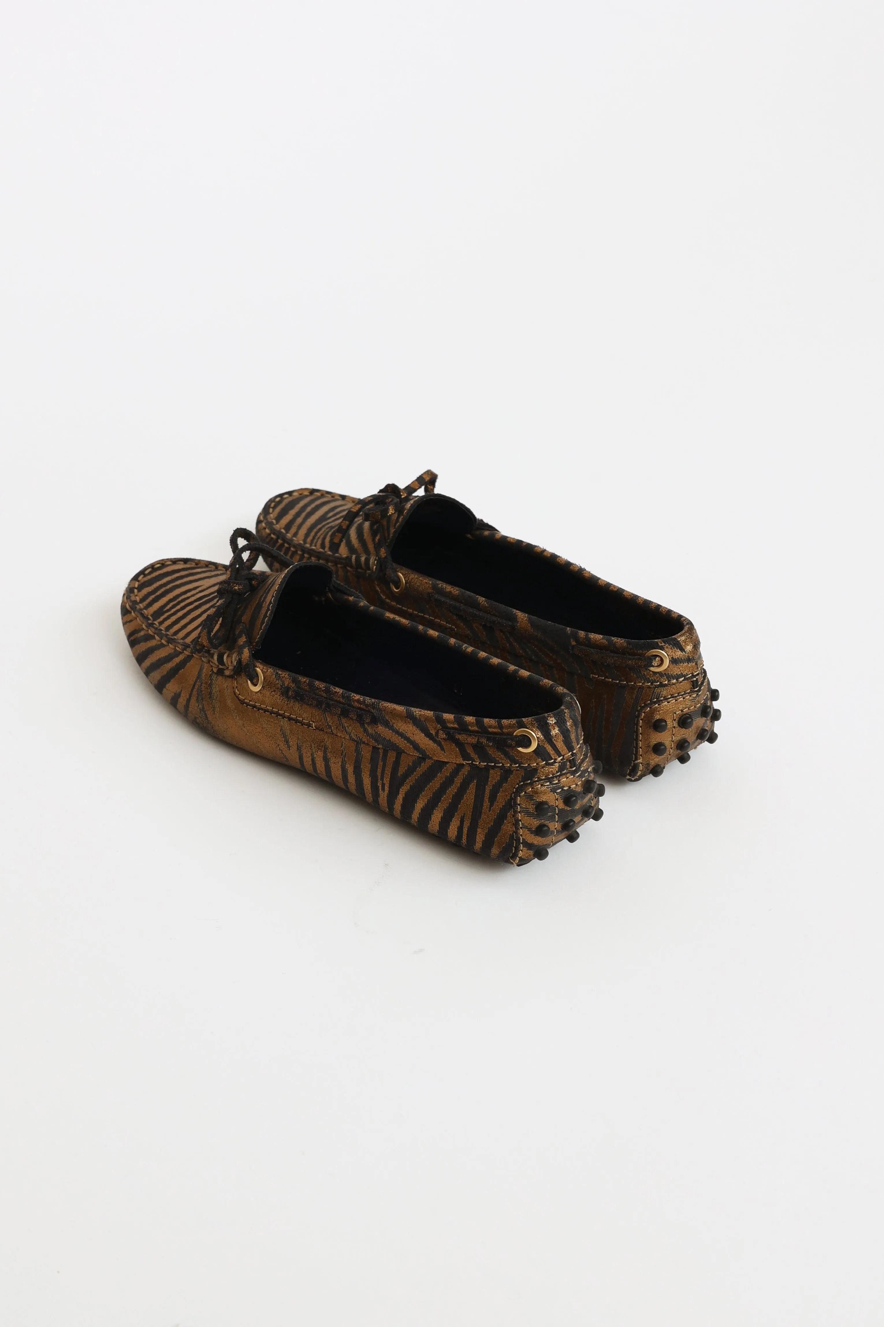 Black & Gold Embossed Loafers