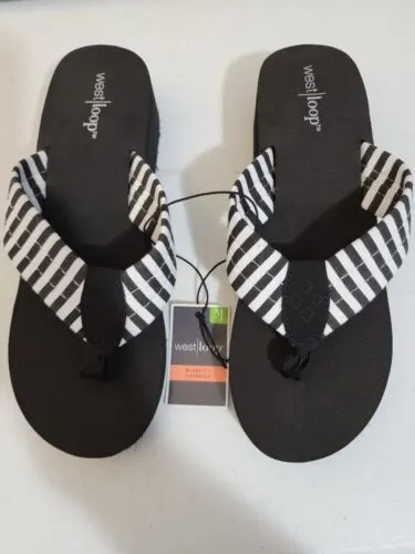 Black & White Stripe Flip Flop