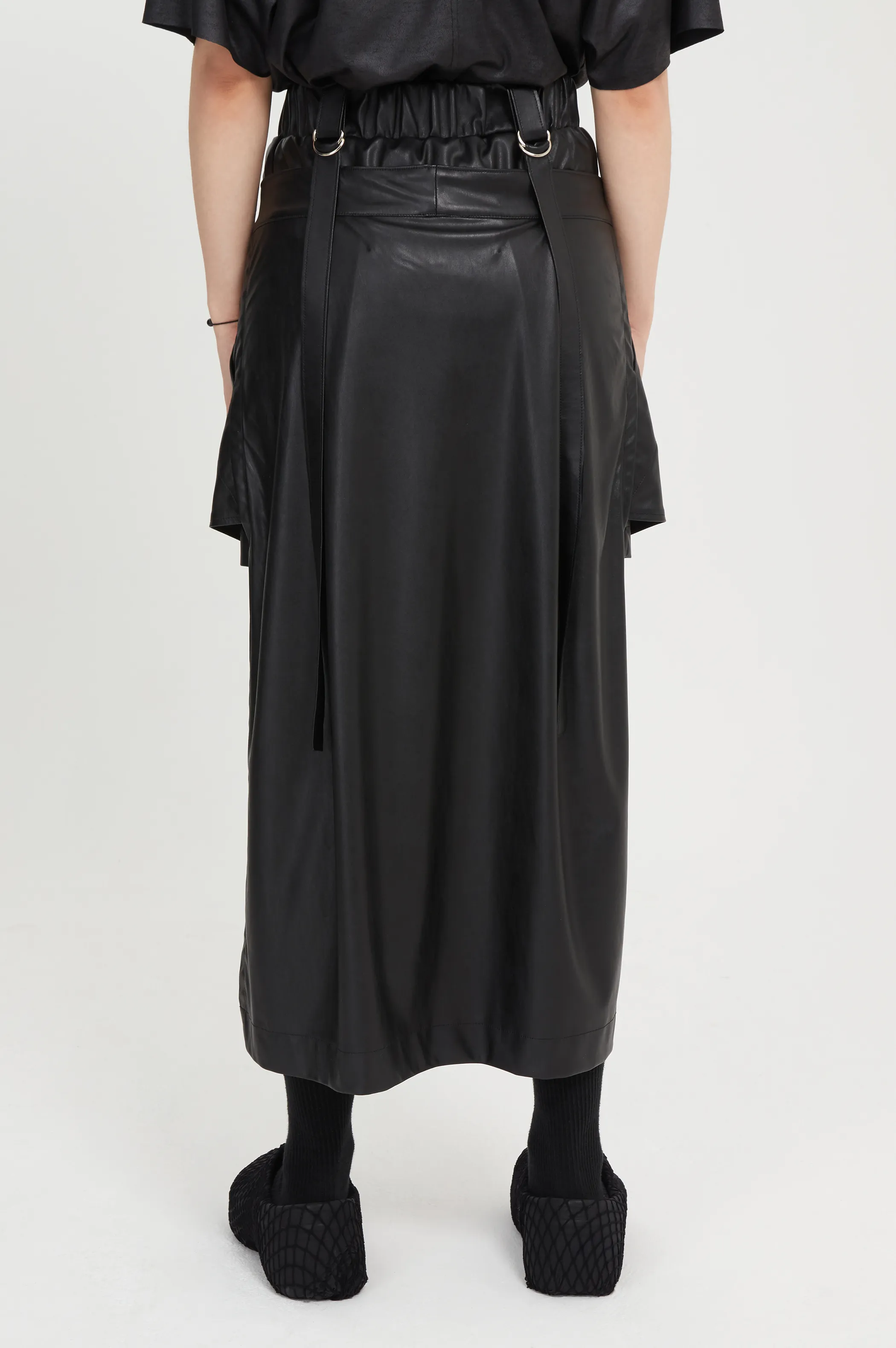 black vegan leather skirt