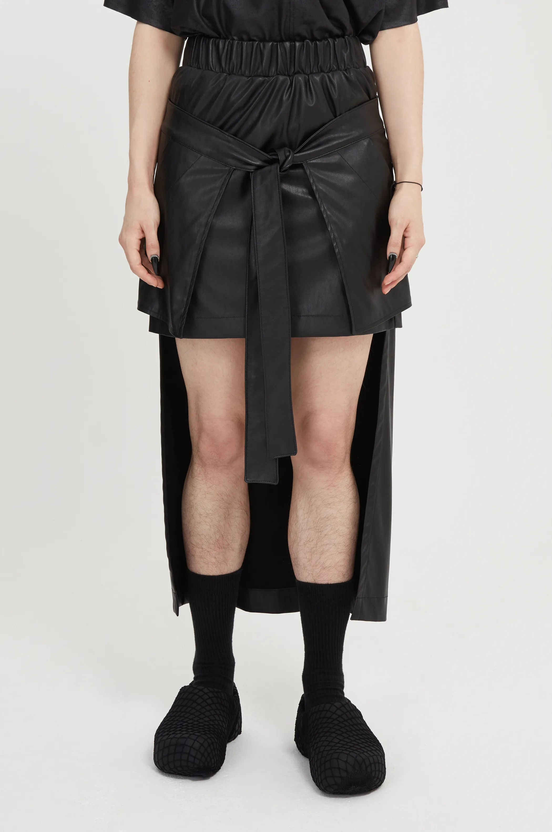 black vegan leather skirt