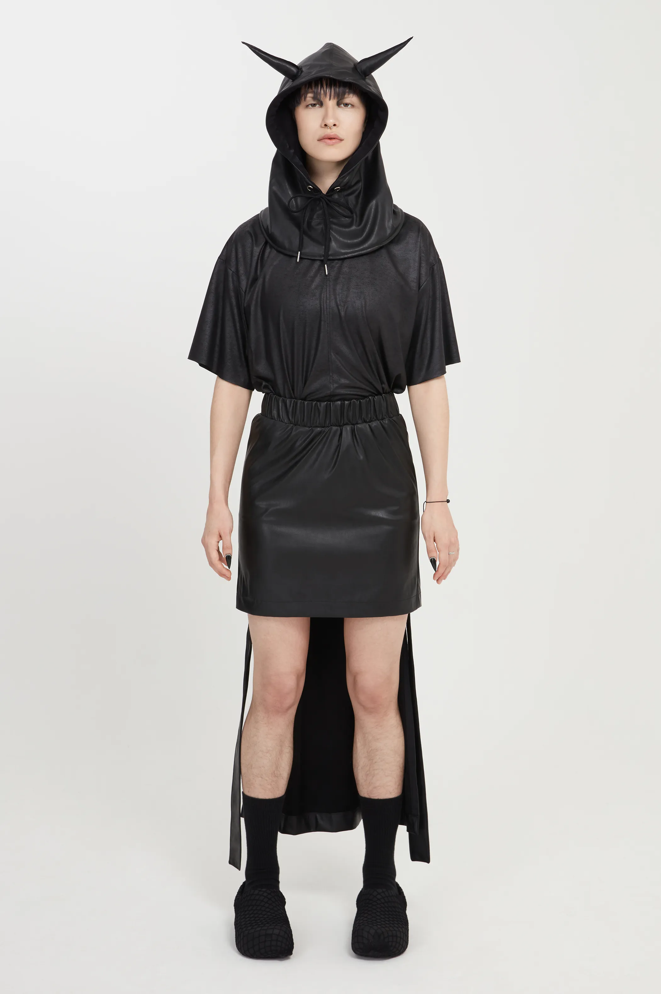 black vegan leather skirt