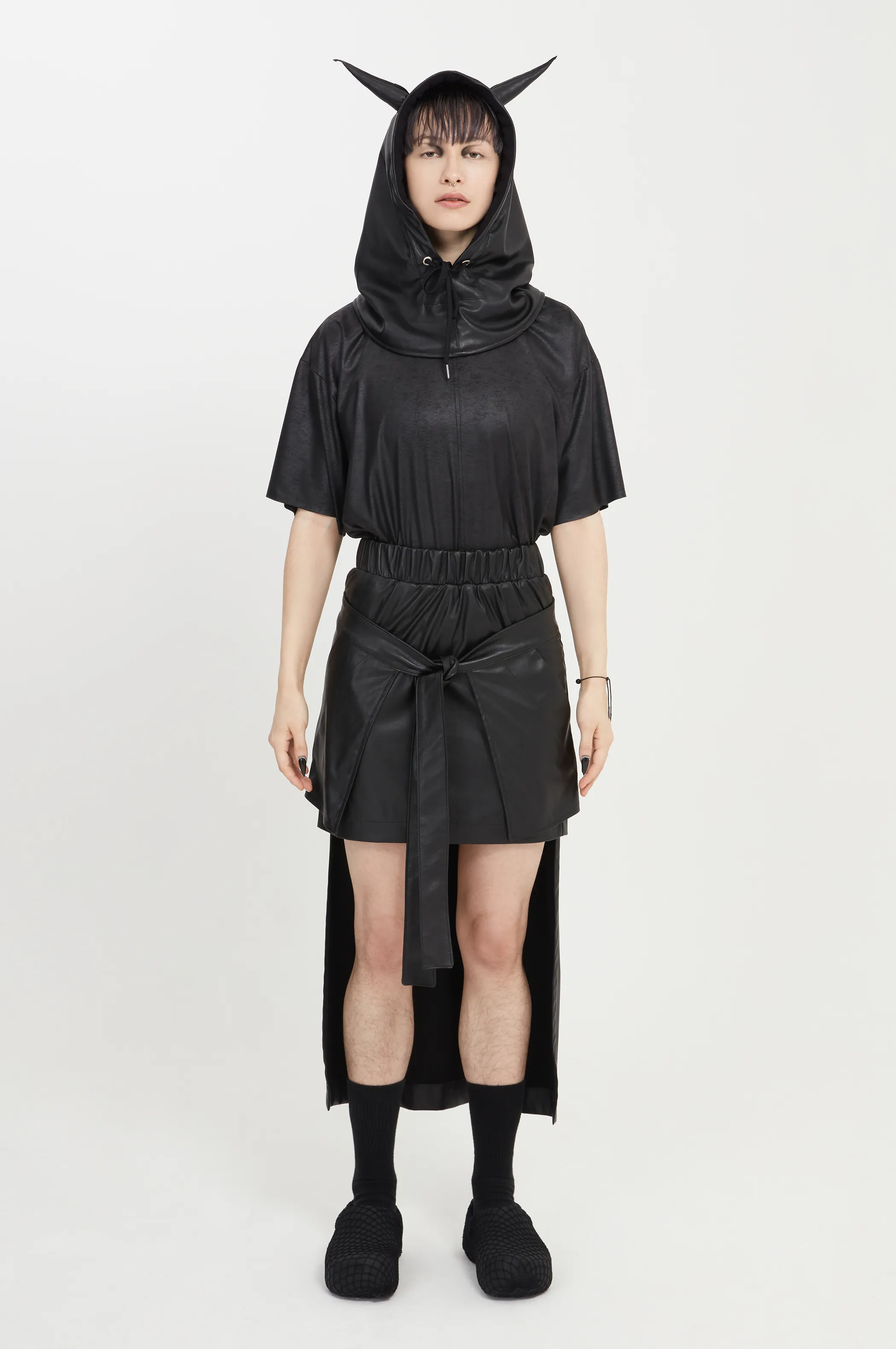 black vegan leather skirt