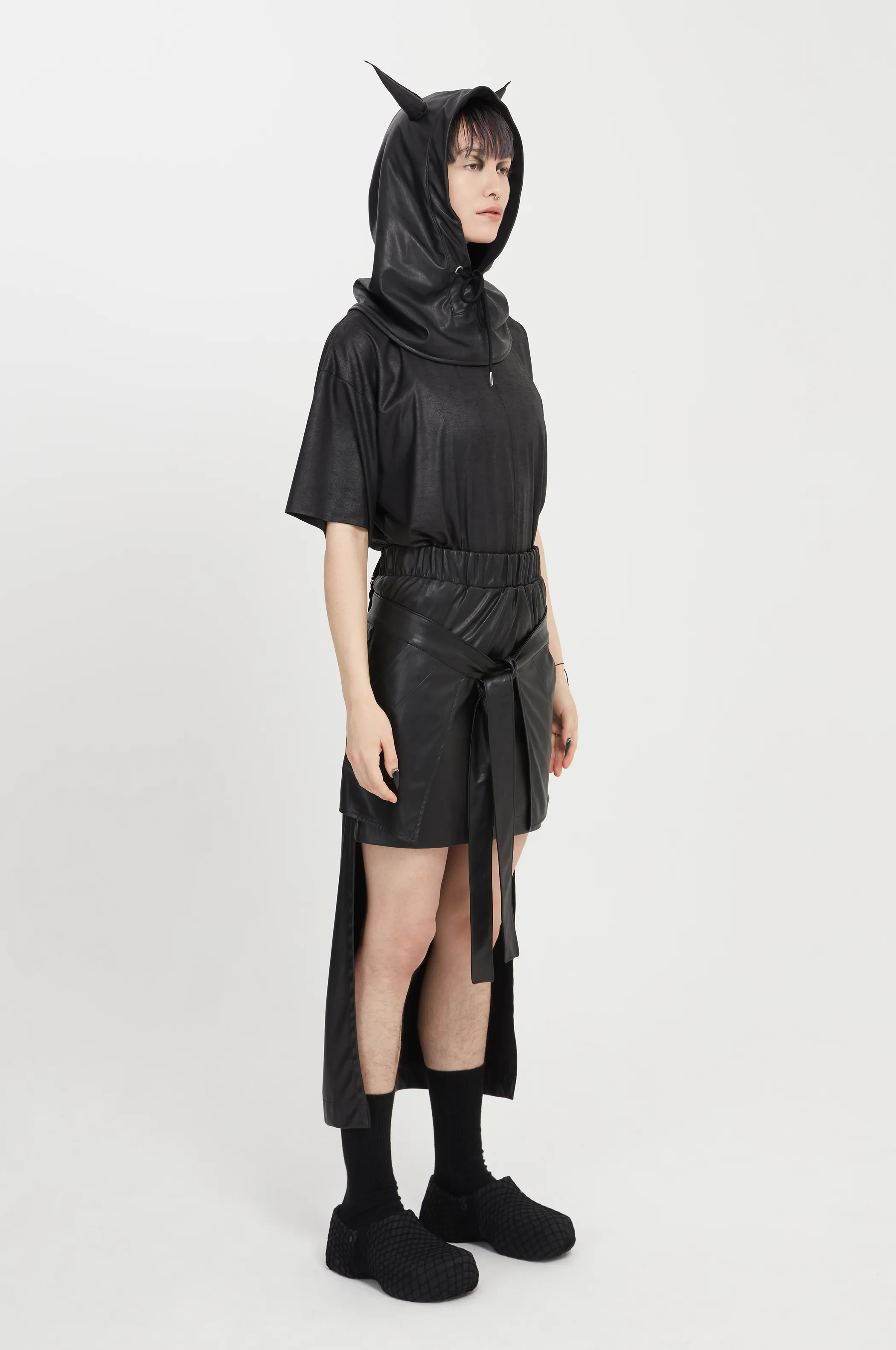 black vegan leather skirt