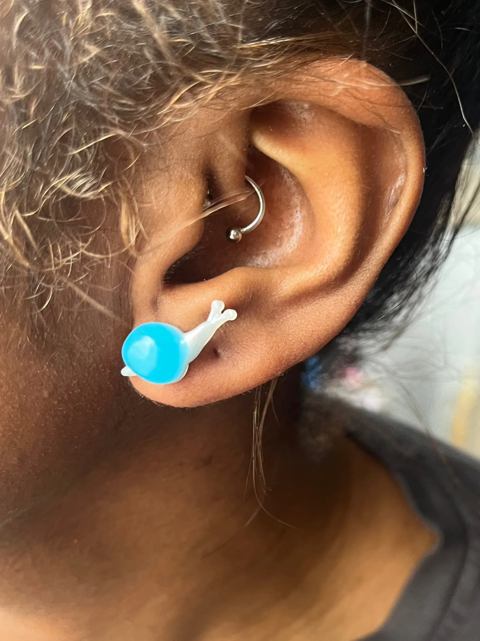 Blue Glow-in-the-Dark Snail Earrings