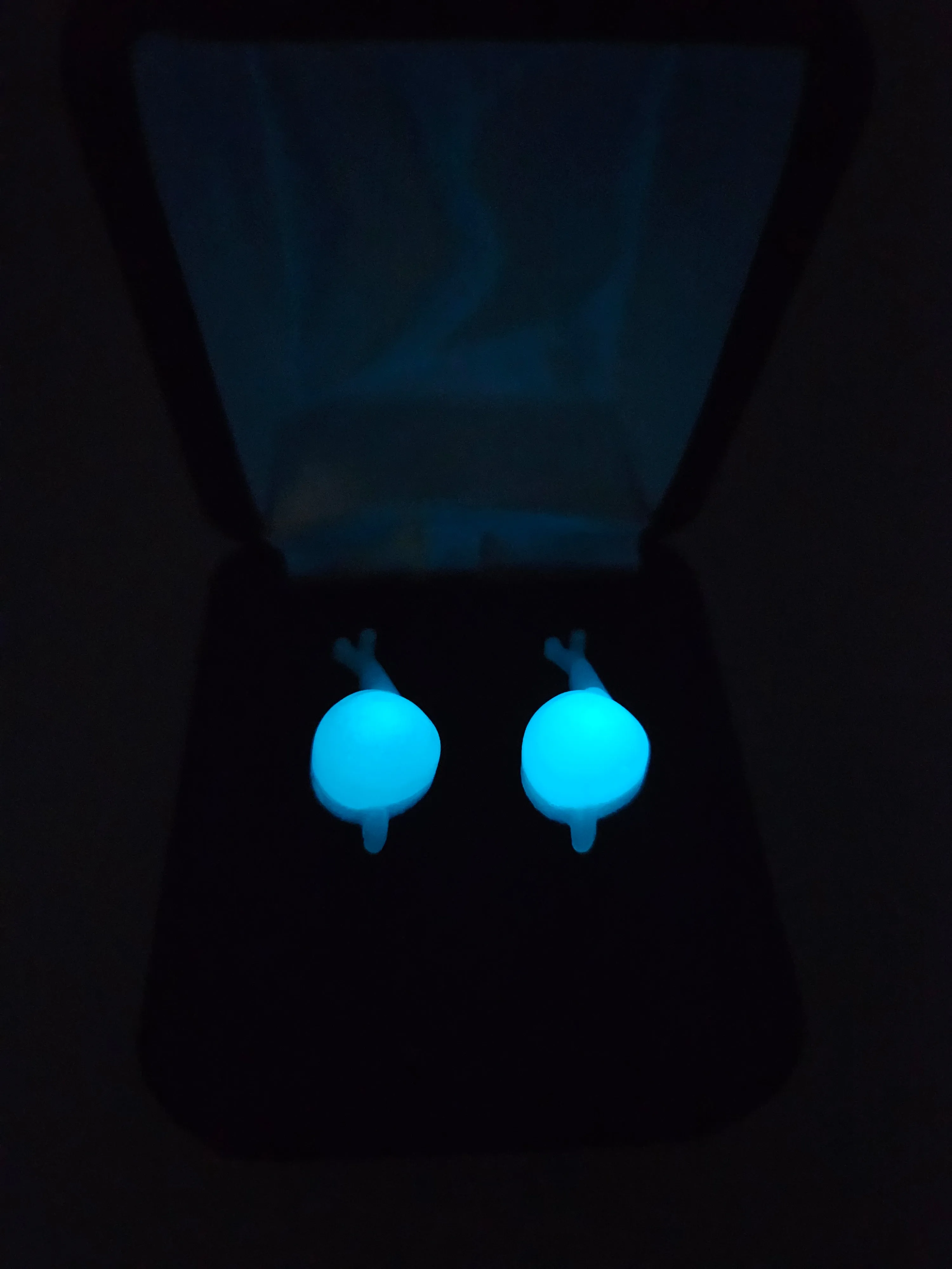 Blue Glow-in-the-Dark Snail Earrings