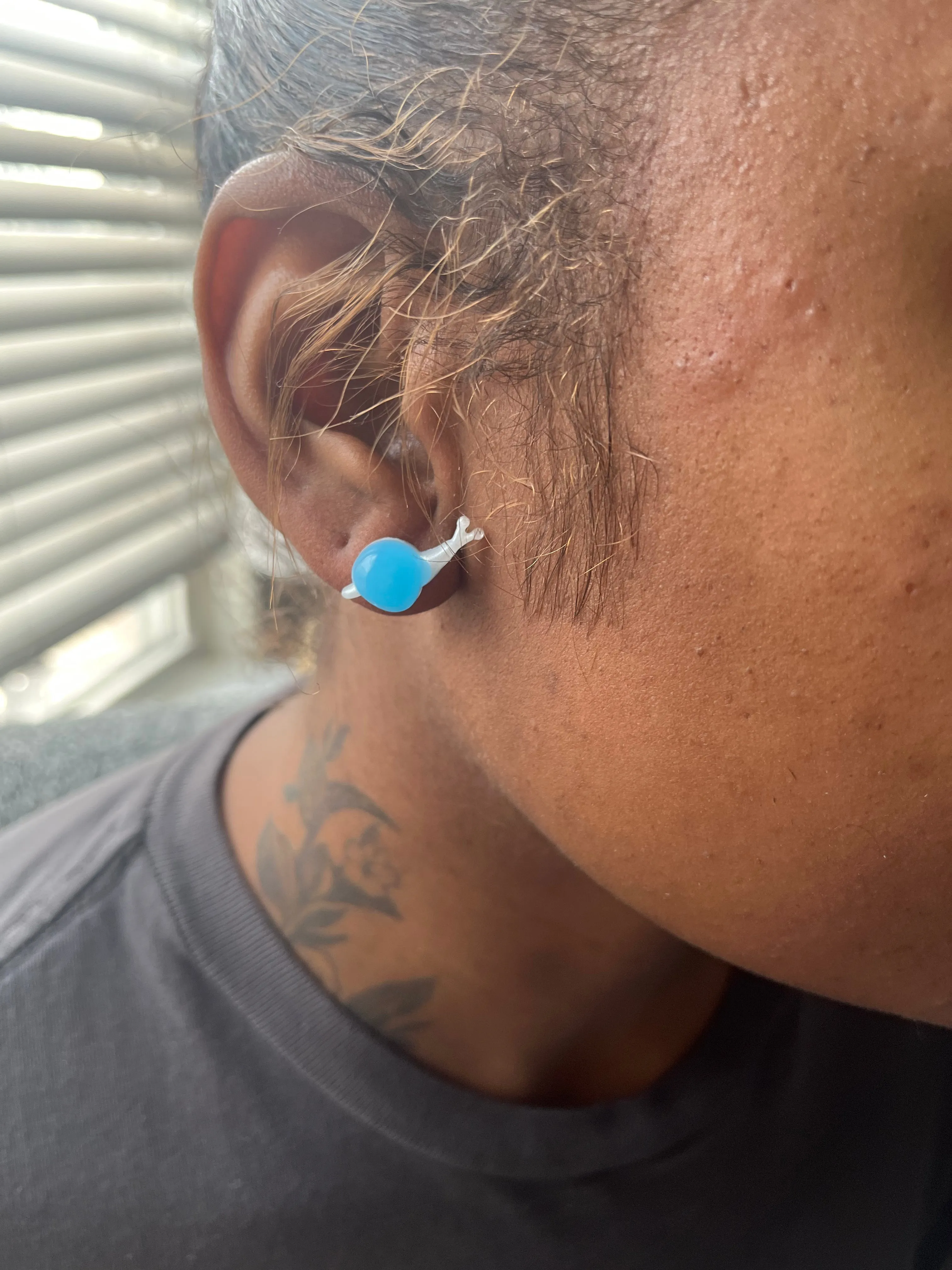 Blue Glow-in-the-Dark Snail Earrings