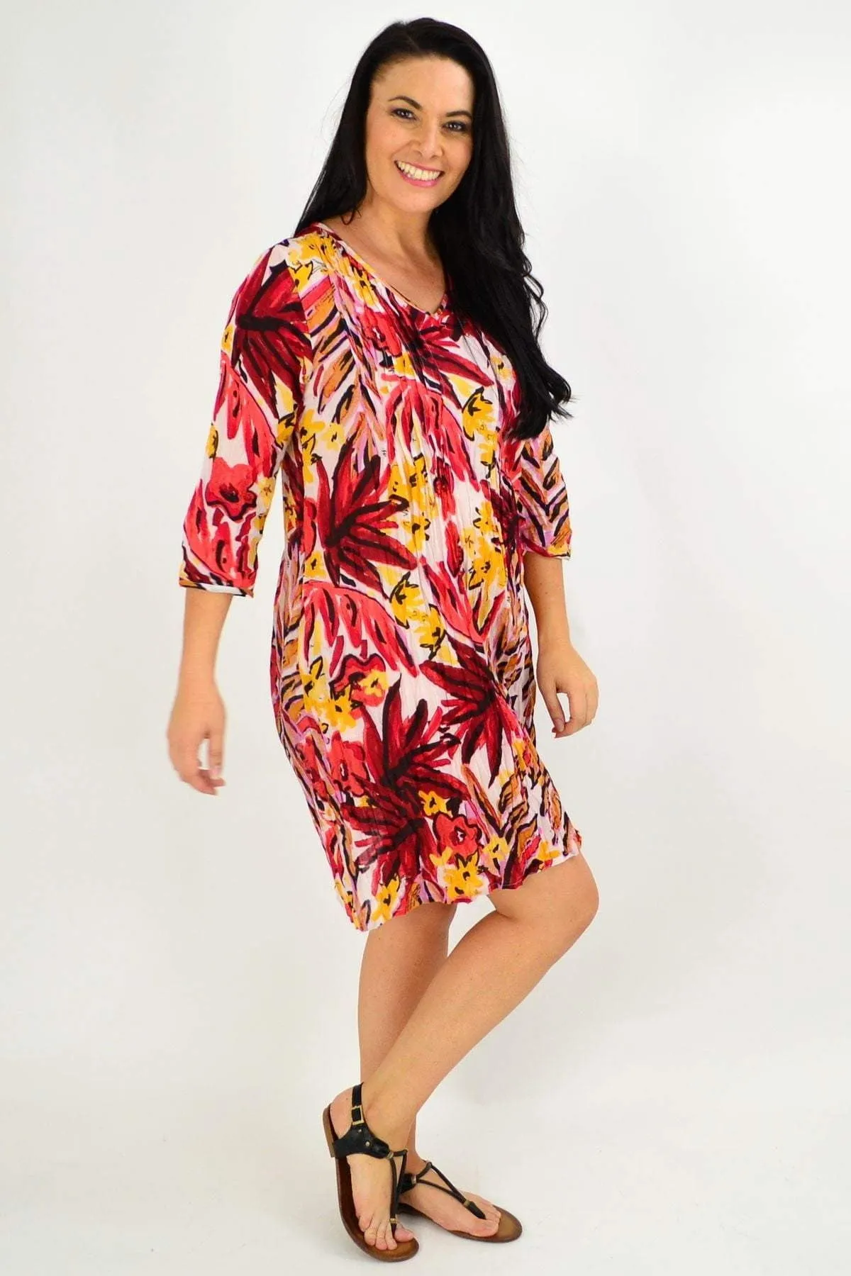 Bold Floral Print One Summer Tunic Dress