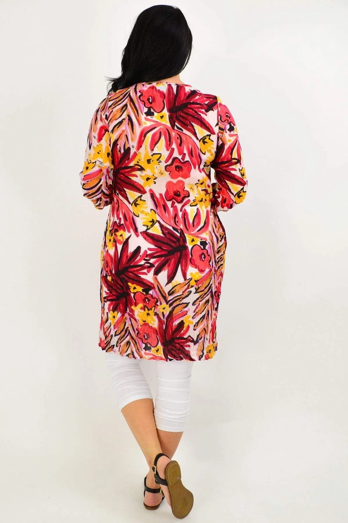 Bold Floral Print One Summer Tunic Dress
