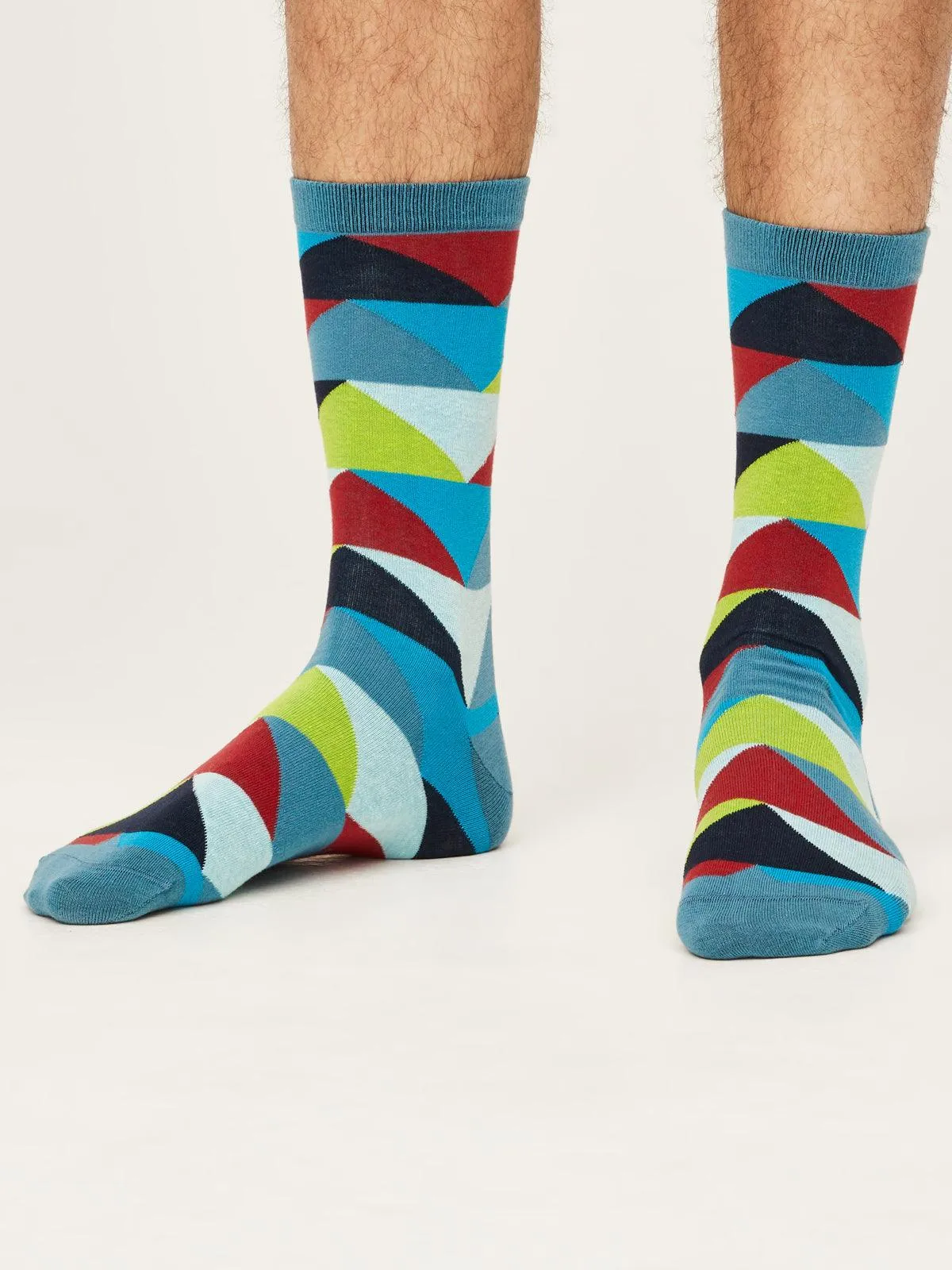 Bold Geo Triangle Socks - Dusty Blue